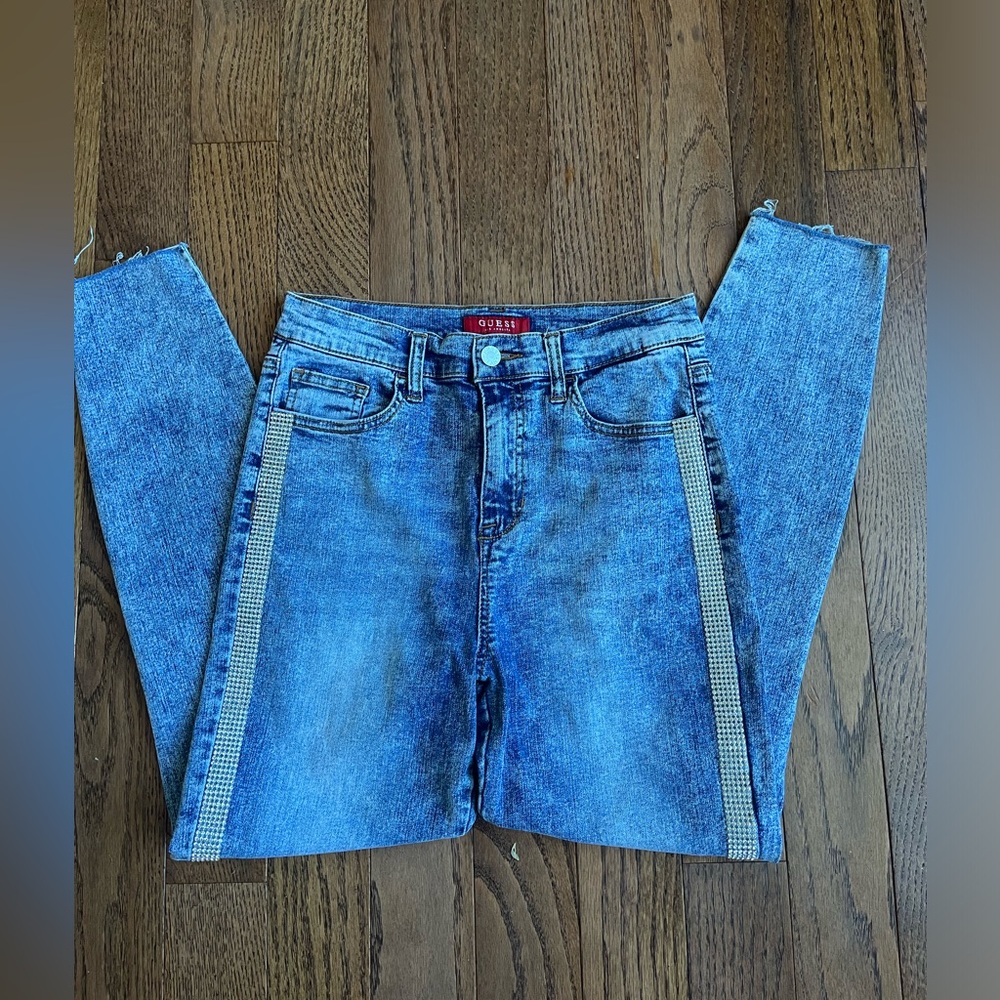 Guess Ashanna High Rise Crystal Tape Jeans 28